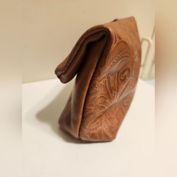Patricia Nash "Valerie" Brown Tooled Leather Fold-over Clutch/Handbag Ret.$155 - Picture 7 of 10